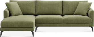 Castlery Lena Chaise Sectional Sofa Left Facing Customized, (Washed Chenille) Moss (Matte Black Legs), Machine Washable, Removable Covers for Sofas, Castlery