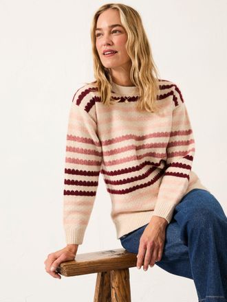 Fat Face FatFace Solange Chalk White Stripe Knitted Crew Jumper