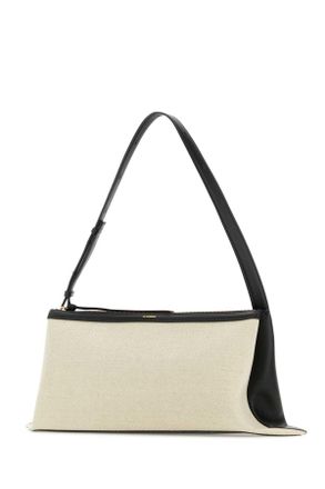 Jil Sander Womens Two-Tone Canvas And Leather Medium Empire Shoulder Bag 280 Borse A Mano