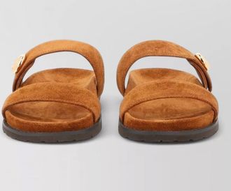 Tory Burch suede double strap flat sole slides