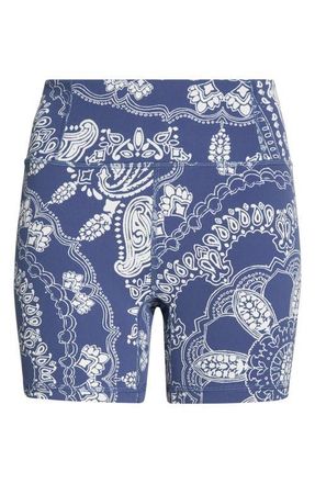 Free People FP Movement Printed Never Better Bike Shorts in Blue Indigo Bandana at Nordstrom, Size X-Small
