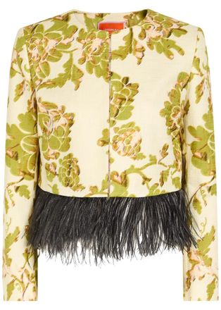 La DoubleJ LA Double J Bijoux Feather-trim Woven Jacket - Beige - 42 (UK10 / S)