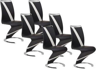 VENTE-UNIQUE.COM Set de 6 sillas piel sint&eacute;tica negro