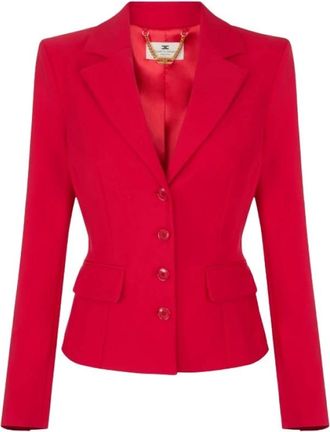 Elisabetta Franchi Technische Jas - Dames - Blazers - Rood - L - Leer - Jassen