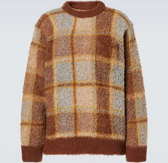 sacai Checked wool-blend sweater