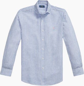 Polo Ralph Lauren Mens Polo Ralph Lauren LS Seersucker Linen Stripe Shirt 001 Blue/White - Size: 38/Regular