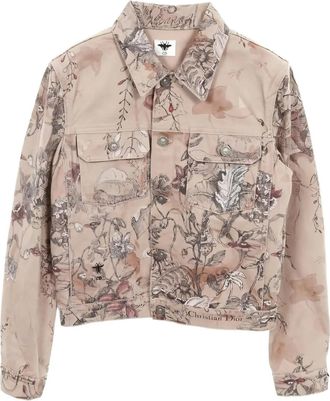 Dior 2010s embroidery floral denim jacket - Neutrals