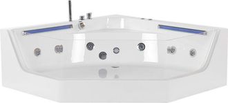 Beliani Beliani - Ba&ntilde;era De Hidromasaje De Acr&iacute;lico Sanitario E Iluminaci&oacute;n Led 136 X 136 Cm Con Jets De Masaje Y Estilo Moderno Caceres