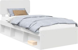 vidaXL Bed Frame with Headboard White 75 x 190 cm Solid Pine Wood vidaXL