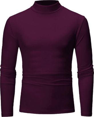 Generic Turtleneck Men Shirt Medium High Neck Bottoming Shirt Long Sleeves Stretch Blouse Comfables Thermal Basic Pullover Solid Color Slim Fitting Underwear 