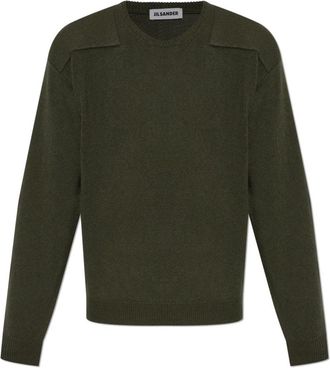 Jil Sander Wollen Trui - Heren - Ronde hals truien - Groen - M - Wol - Truien & Vesten