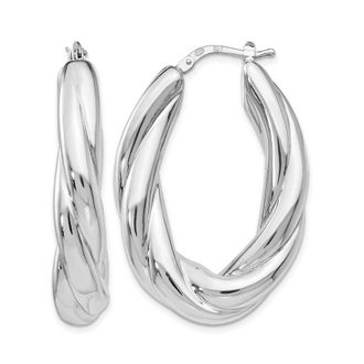 Diamond2Deal Sterling Silver Polished Round Twisted Hoop Earrings