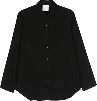 Paris Georgia drop-stitch-detail crepe shirt - women - Polyester/Triacetate - M - Black
