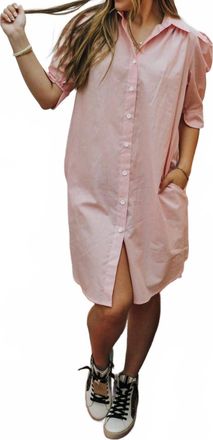 Adrienne Hayden Striped Button Up Dress In Red Penstripe