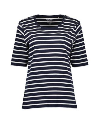 Blue Seven T-Shirt BLUE SEVEN Blue Seven T-Shirt, Damen, Gr. 44, blau (595, nachtblau), 100% Baumwolle, Rundhals, Shirts T-Shirt