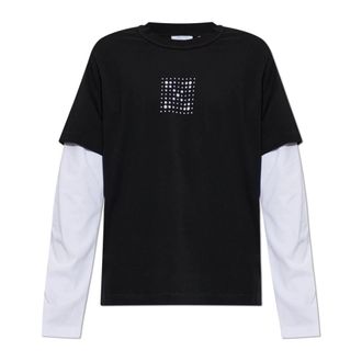 Off-white T-shirt met lange mouwen - Heren - Longsleeves - Zwart - M - Katoen - Tops
