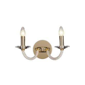 Netlighting Elena Wall Lamp Switched 2 Candle Light Gold Crystal