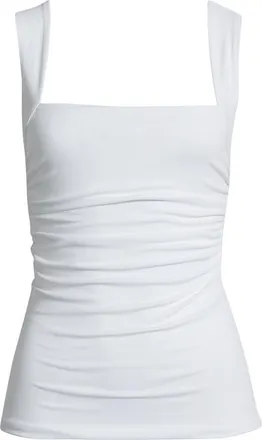 Open Edit Ruched Square Neck Tank in White at Nordstrom, Size Xx-Small