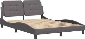 vidaXL Estructura De Cama Sin Colch&oacute;n Zadar Cuero Sint&eacute;tico Gris 140x190 Cm Vidaxl