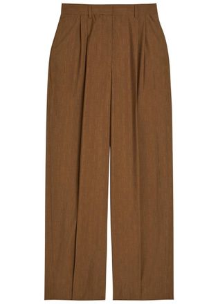Stella McCartney Stella Mccartney Pleated Pinstriped Wool-blend Trousers - Caramel - 42 (UK10 / S)