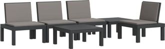 vidaXL 6 Piece Garden Lounge Set with Cushions Anthracite pp Vidaxl