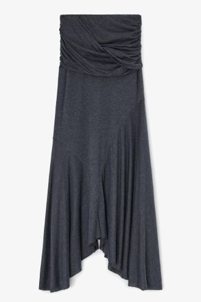 Ganni Mixed Long Skirt in Grey Jersey - Size 10/12 Modal