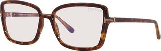 Tom Ford Eyeglasses Butterfly Full Rim, Vintage Havana Frame And Clear Demo Lenses Lens Ft5813-B055