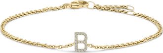 House of Brilliance 10K Gold Diamond Accent A-Z Initial Charm and Link Bracelet in Yellow | B at Nordstrom