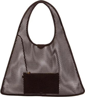 Alaia One-Piece Mesh & Suede Shoulder Bag in Brun Fonce 733 at Nordstrom