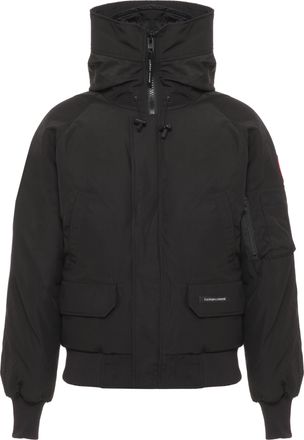 Canada Goose High-Neck Black Bomber Jacket With Hood And Multi-Pocket Design