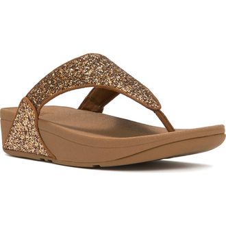 FitFlop Lulu Multi Tonal Glitter Toe Post Sandals in Terracotta Tan at Nordstrom, Size 10