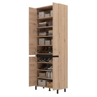 Dmora Scarpiera Peligni, Mobile Portascarpe 9 Ripiani, 4 Ante, Piedini Inclusi, 80x40x205.5h cm Marrone Rovere Nodi