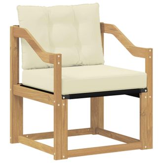 vidaXL Sof&aacute; De Exterior Madera De Acacia S&oacute;lida Blanco Y Crema Vidaxl