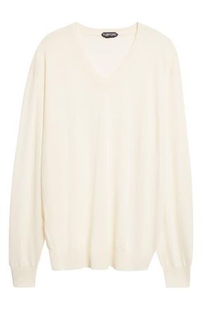 Tom Ford Cashmere V-Neck Sweater in Cream White at Nordstrom, Size 40 Us