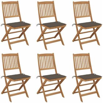 vidaXL Sillas De Jard&iacute;n Plegables 6 Uds Y Cojines Madera Maciza Acacia Vidaxl