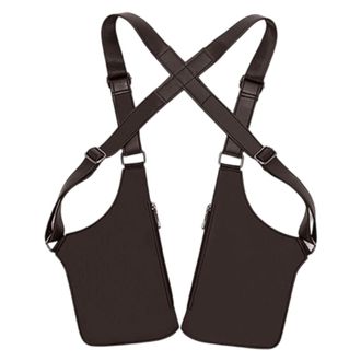 Generic Anti-Theft Underarm Shoulder Bag for Men, Vest Style Chest Pack Multi-pocket PU Leather Bag Travel Hiking Outdoor Sports Gear