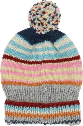 Chamula Berretto a righe con pompon - Grigio