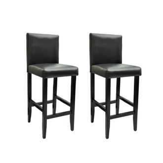 vidaXL Vidaxl - Taburetes De Cocina 2 Unidades Cuero Sint&eacute;tico Negro