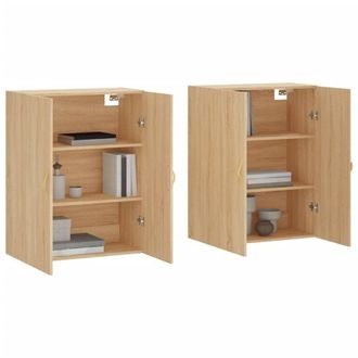 Berkfield Home Wall Mounted Cabinets 2 pcs Sonoma Oak 69.5x34x90 cm in Light Tan