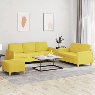 vidaXL Vidaxl - Juego De Sof&aacute;s Con Cojines 3 Piezas Tela Amarillo Claro