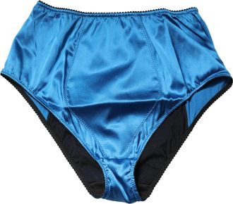 Dolce & Gabbana Womens Blue Silk Blend High Waist Girdle Panty Underwear Elastane Clothing