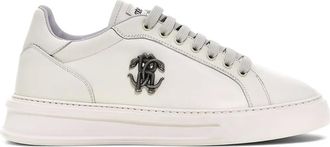 Roberto Cavalli Sneakers in pelle con placca logo - Bianco