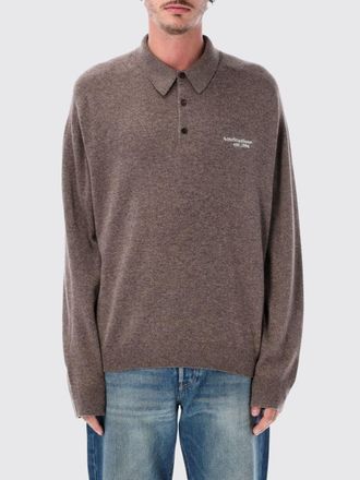 Acne Studios Polo in maglia relaxed fit in lana e yak con logo ricamato