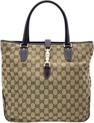 Gucci Pre-owned Tote Bags, female, Purple, Size: ONE SIZE Pre-owned Canvas Tote Bag