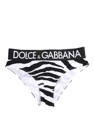 Dolce & Gabbana Womens Zebra-Print Nylon Brief Black Elastane Bodysuits