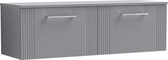 Balterley Balterley - Retro 2 Drawer Wall Hung Vanity Unit with Colour Coordinating Worktop - 1200mm - Satin Grey