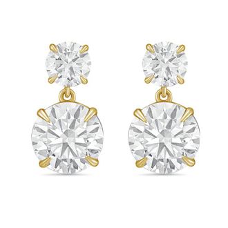 Diana M. Jewels 14KT YG 12.00 Ct TW of Lab grown round diamonds drop earrings