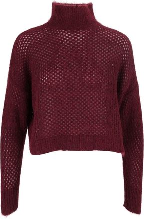 Antonelli Textured Cropped Knit Sweater with High Neckline