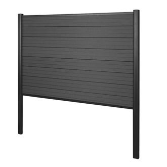 Hhg Hhg - Wpc Pantalla De Privacidad Sarthe, Valla Cortavientos, Postes De Aluminio Para Fijar En Hormig&oacute;n, Elemento De Base, 190cm Antracita
