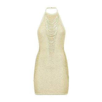 Philipp Plein Paillettes Mini Jurk Multicutting - Dames - Feestkleedjes - Groen - L - Katoen - Kleedjes